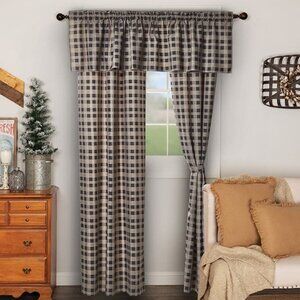 Virah Bella COUNTRY PLAID BLACK 5pc curtain set